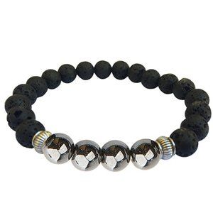 Zorbitz Lava Rock Diffuser Bracelet Happiness Hematite Gemstone Essential Oils
